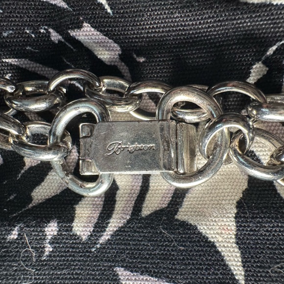 Brighton Black and Gray Tweed Clutch with Silver Flower and chain strap - Picture 9 of 10